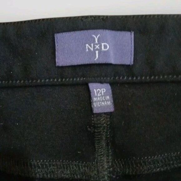 NYDJ Women's Peite Samantha Slim Ponte Pants Black Size 12P Lift Tuck - Picture 4 of 7